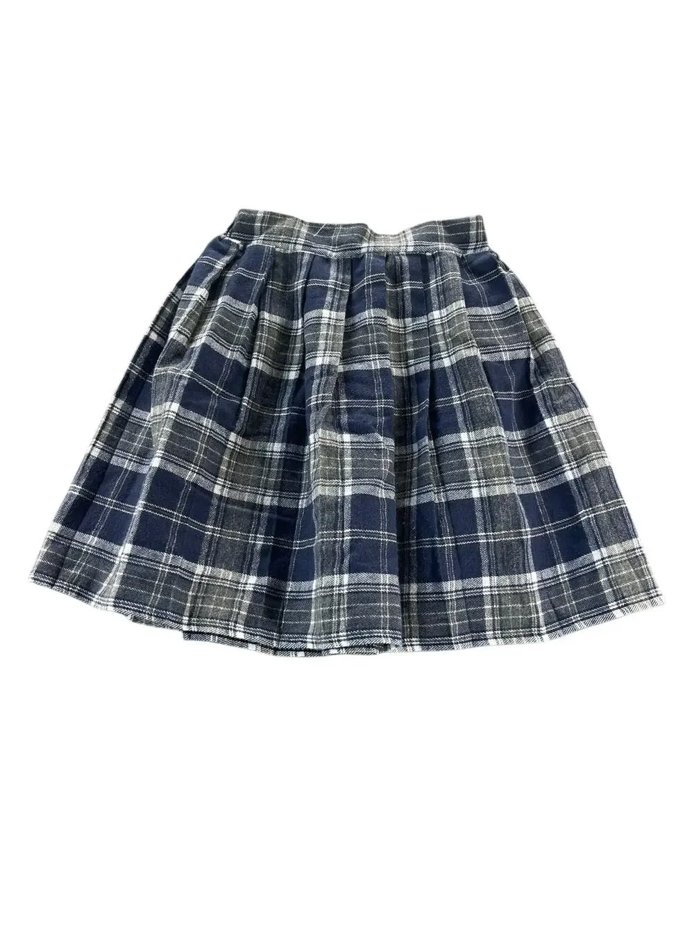 Unbranded Girls Navy Blue Plaid Pleated Mini Skirt Youth School Uniform